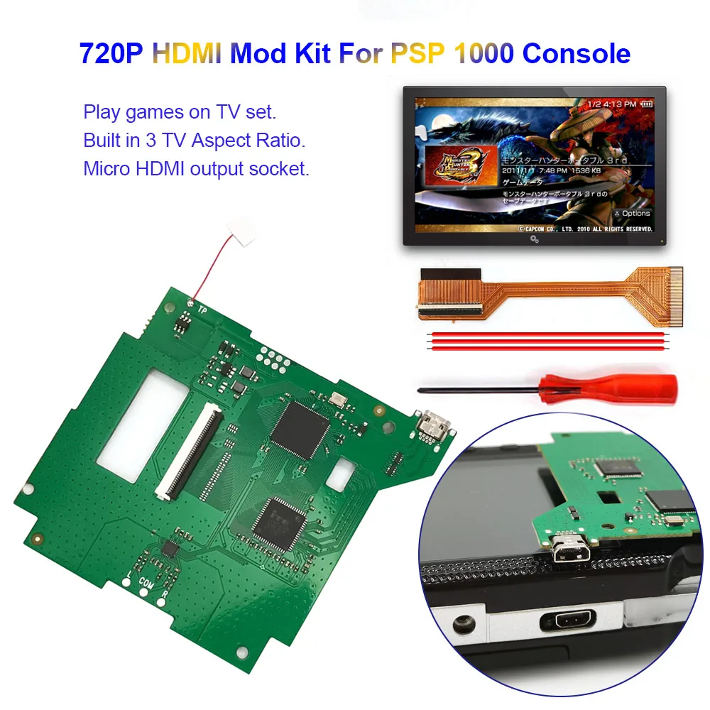 Hispeedido Neueste für PSP 1000 Digital zu Digital HDMI-kompatibles MOD-Kit PSP 1000 HDMI-kompatibles Mod-Kit für PSP 1000-Konsole Image