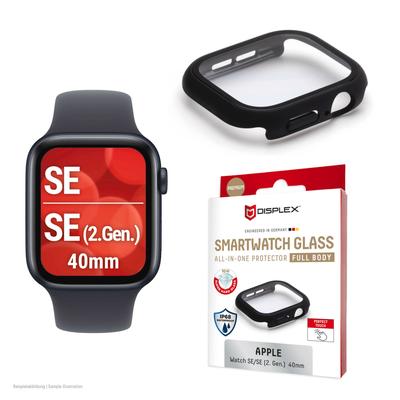 DISPLEX Displayschutzglas "Smartwatch Glass All-In-One Protector Full Body", schwarz (transparent, schwarz), B:9,00cm H:1,40cm T:13,50mm, Displayfolien, Displayschutzfolie, Schutzfolie, Bildschirmschutz, kratz- & stoßfest Image