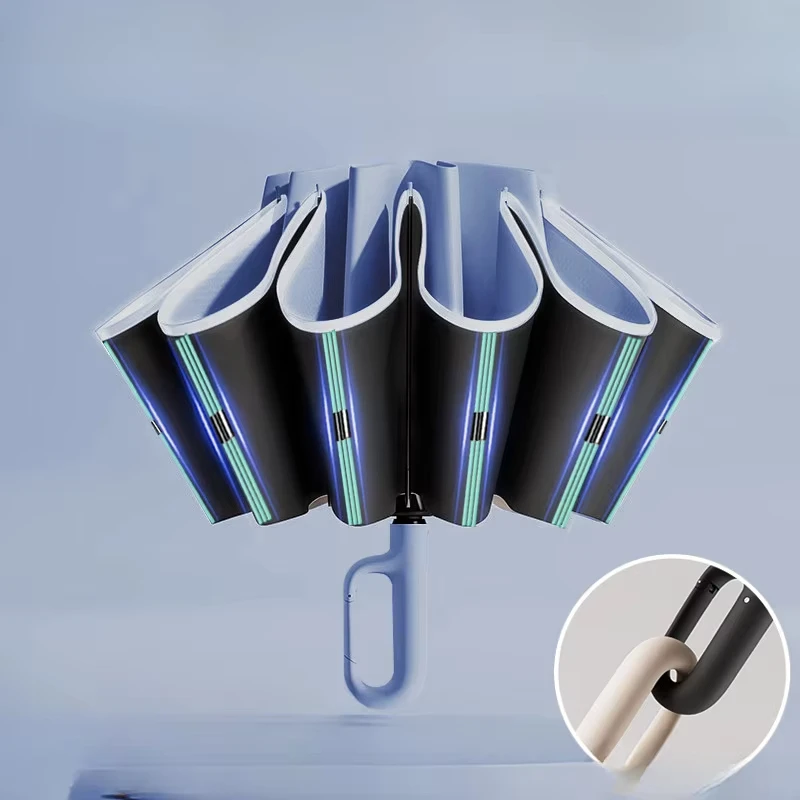 20 Knochen, winddicht, stark, 106 cm, verstärkter automatischer Klappschirm für Herren, großer Schnallengriff, wind- und wasserabweisend Image