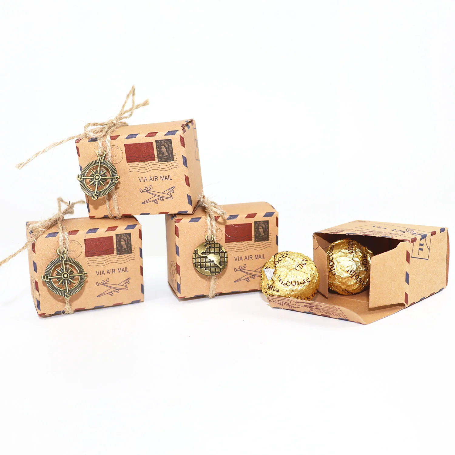 10/20 stücke Mini Flugzeug Luftpost Reise Geschenk Boxen Mit Hanf Seil Kompass Tags Hochzeit Geschenk Verpackung Box Geburtstag party Gefälligkeiten Image