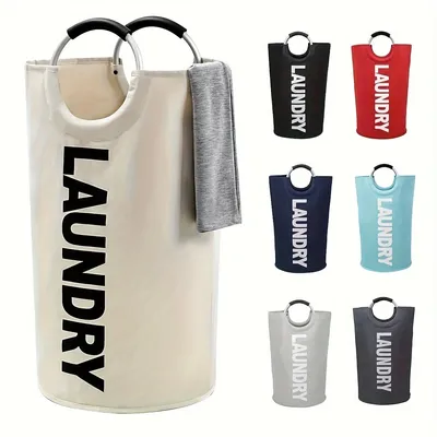 Large Capacity Laundry Basket Stylish Hamper with Soft Cushion Handle Foldable Multi-Purpose Storage for Bathroom Laundry Room