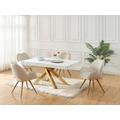 Tavolo da pranzo allungabile da 6 a 10 coperti in MDF e metallo Effetto marmo Bianco e Oro - CATONAV