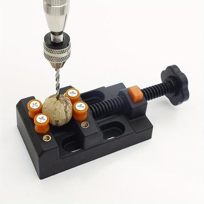 1pc Mini Drill Press Vise Clamp for DIY Jewelry and Crafts Quick-Adjust 0-2 Inch (0-5.3cm) ABS Plastic Bench Vise with Olive Bodhi Bead Grip Precision Drilling Engraving Tool for Watch Repair