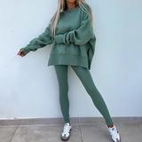 Women's Tracksuit Pullover Sweatshirt Track Leggings Spring Split Solid Colored Clothing Suit Black Pink Gym Training Running High Waist Windproof Lightweight Moisture Wicking Long Sleeve Sport