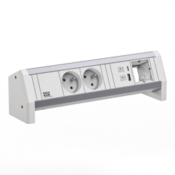 BACHMANN DESK 2xUTE 1xUSB A/C 22W 1xCM GST18 RAL9010 Image