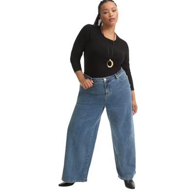Plus Size Women's Curvie-Fit High-Rise Jeans by June+Vie in Vintage Medium Wash (Size 14 W)