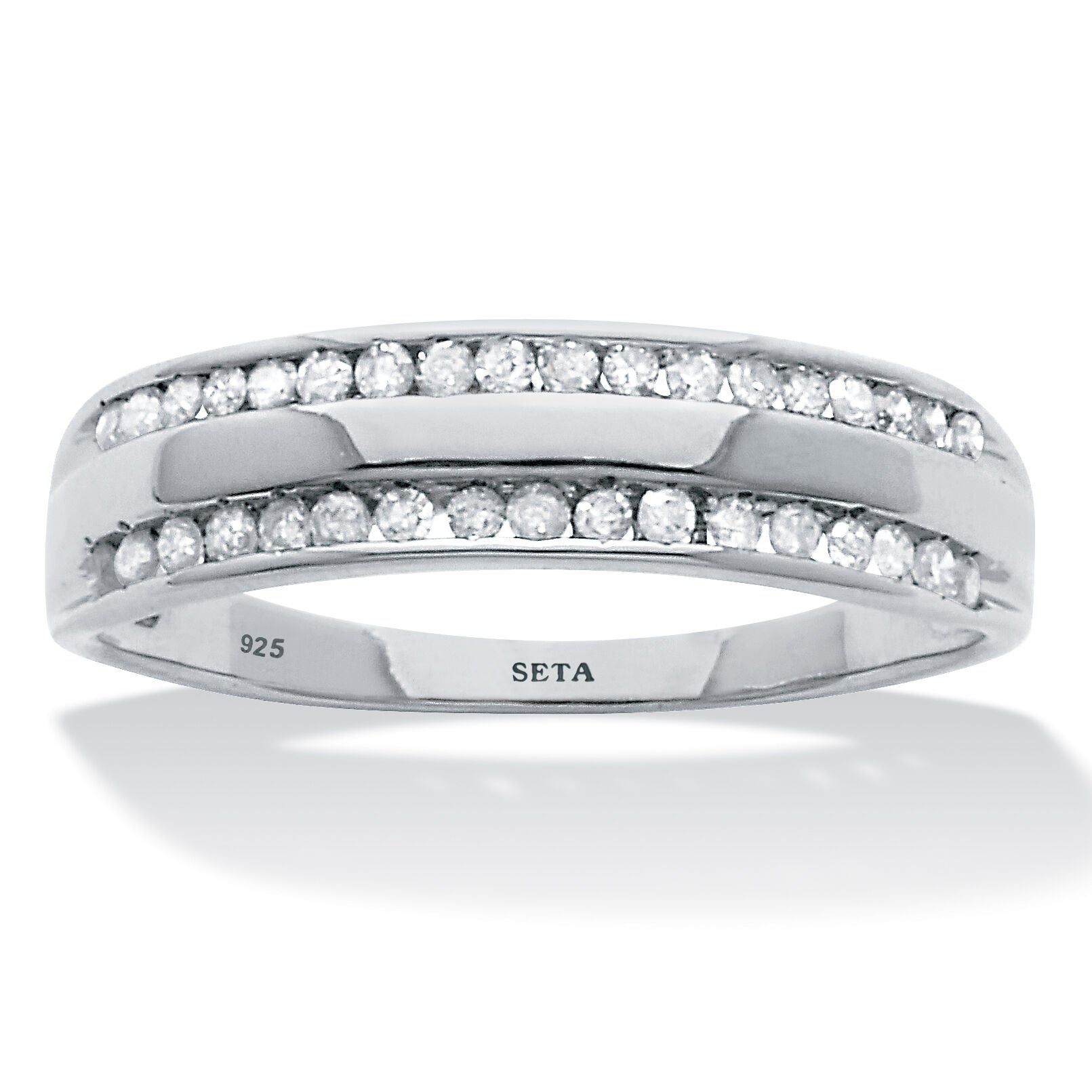 Women's .24 TCW Diamond Sterling Silver Band Ring by PalmBeach Jewelry in White (Size 5)