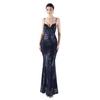 Jerseykleid MODA MINX "Gabrielle", Damen, Gr. L, EURO-Größen, grün (dunkelgrün), 100% Polyester, unifarben, elegant, lang, ohne Ärmel, Kleider, mit funkelndem Paillettenbesatz