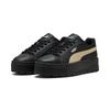 Sneaker PUMA "Karmen II Leather Sneakers Damen", Gr. 38.5, schwarz canvas silber beige metallic, Obermaterial: Kuhleder, Textil, Synthetik; Futter: Textil; Innensohle: Textil; Laufsohle: Gummi, Schuhe