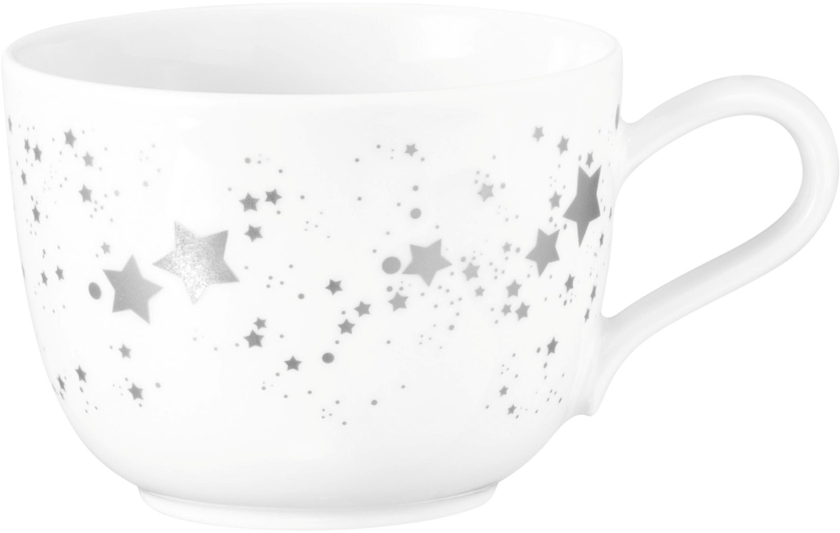 Tasse SELTMANN WEIDEN "Liberty - Silver Stars", bunt (weiß, silberfarben), B:8,7cm H:6,4cm Ø:11,6cm, Porzellan, Trinkgefäße, Tasse, Kaffeeobertasse 0,26 l