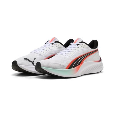 Laufschuh PUMA "Pounce Lite Laufschuhe Erwachsene", Gr. 47, weiß glowing rot, Obermaterial: Textil, Synthetik; Futter: Textil; Innensohle: Textil; Laufsohle: Gummi, Schuhe Image