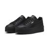 Sneaker PUMA "Karmen II Leather Sneakers Damen", Gr. 37.5, schwarz (schwarz silber metallic), Obermaterial: Kuhleder, Textil, Synthetik; Futter: Textil; Innensohle: Textil; Laufsohle: Gummi, Schuhe
