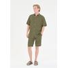 Outdoorhemd CRUZ "Micky", Herren, Gr. L, US-Größen, grün (dunkelgrün), 55% Leinen, 45% Viskose, unifarben, elegant, ohne Ausschnitt, Kurzarm, Hemden, im zeitlos-eleganten Look