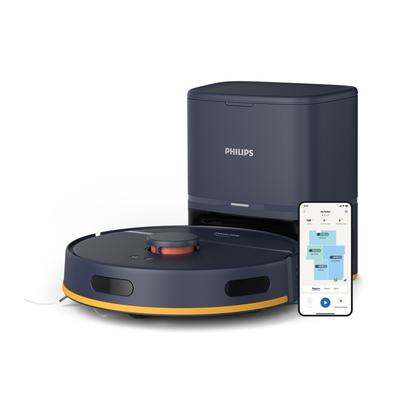 PHILIPS Saugroboter "mit Wischfunktion XU2100/15 2000 Series 2. Gen, mit 6.000pa Saugkraft", blau (mitternachtsblau), B:34,5cm H:29,1cm T:49,6cm, Saugroboter, LDS-Radarnavigationssystem, HomeRun App, inkl. Entleerungsstation Image