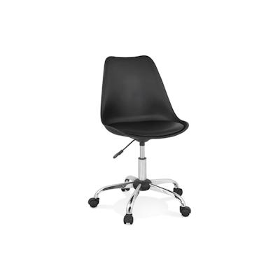 Höhenverstellbarer Bürostuhl mit Drehfunktion | Gepolsterter Schreibtischstuhl auf Metallgestell | Schwarz | Rollensystem | Jilor Serie Kadima Design Image