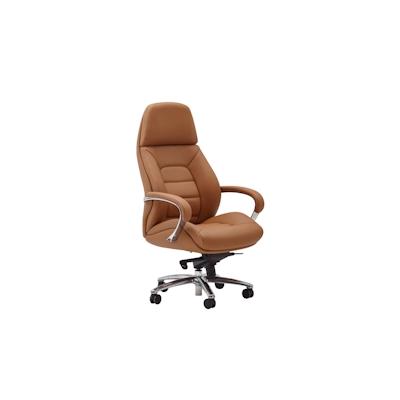 Chefsessel `Miron` aus Leder, Multiblockwippmechanik, bis 120 kg. Beige, 67x67x137 cm | Kadima Design Image