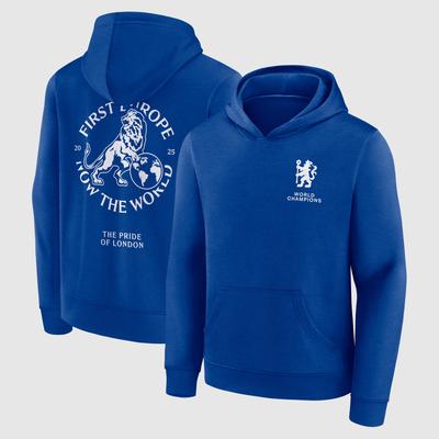 Chelsea First Europe, Now the World Grafik-Hoodie – Royalblau – Kinder Image