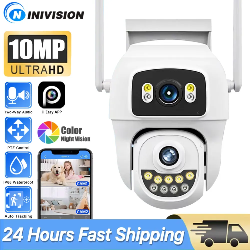 HiEasy App PTZ Dual Screen 10MP 5K Wifi Kamera Ai Menschliche Erkennung Auto Tracking Outdoor Onvif CCTV Sicherheit überwachung Kamera Image