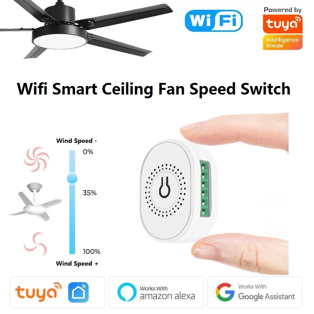 Tuya Wifi Smart Decke Fan Geschwindigkeit Schalter EU 220V Mini Wand Auf Off Modul Fernbedienung Elektrische Steuerung Für Alexa google Hause Image