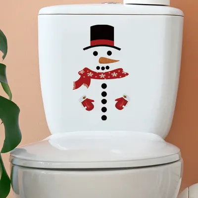 Weihnachtsmann Schneemann Weihnachten Wandaufkleber Toilette Dekoration Wandbild Neujahr Wohnzimmer Festival Home Decor Selbstklebende Aufkleber Image