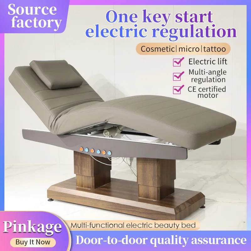 Luxuriöse elektrische Schönheitsbetten aus Pu-Leder, 4-Motor-Gesichtsbehandlung, Schönheitssalon, spezielles Wimpernbett Image