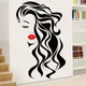 Adesivo da parete per viso femminile di moda Beauty Studio Decor Adesivo da parete per trucco Murale Decalcomanie per finestre rimovibili Carta da parati