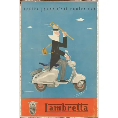 Vespa Lambretta Scooter Vintage Retro Metallschild – ideal für Garage, Schuppen und Männerhöhlen-Dekoration