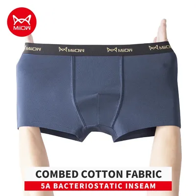 MiiOW 3Pcs Baumwolle Männer Unterwäsche Boxer 10A Antibakterielle Atmungsaktive Herren Unterhose Schlüpfer der Männer Weichheit Mann Boxer Briefs Image