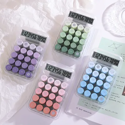 1pcs Transparent Large Button Calculator Accounting Calculator Cute Candy Gradient Colored 10 Digit Student Specific Calculator