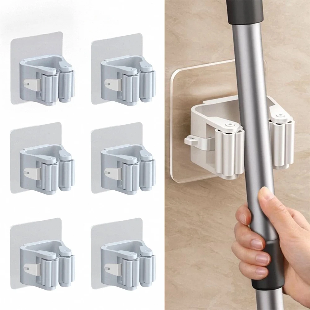 Porta scopa autoadesivo Porta scopa Portaoggetti a parete senza trapano Organizzatore impermeabile per cucina e bagno