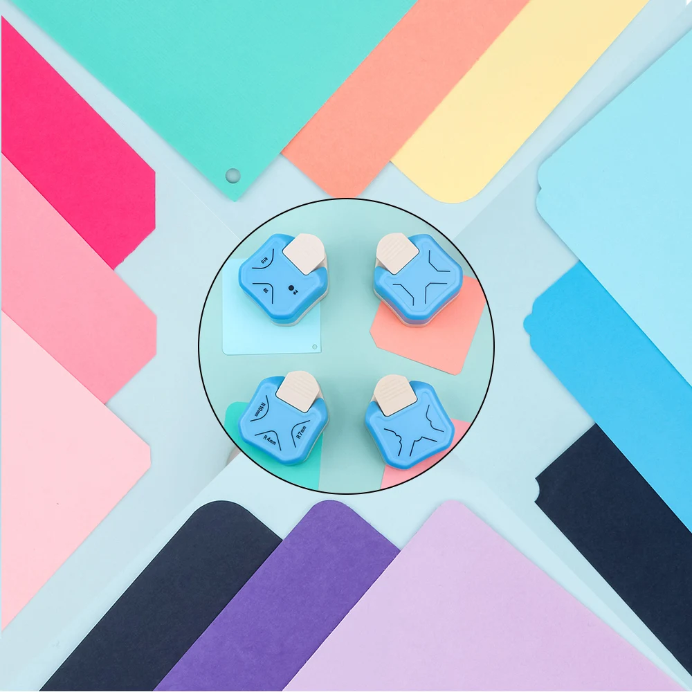 Papier-Eckenrunder, 3-in-1, R4 mm + R7 mm + R10 mm, Locher für Bastelarbeiten, Schneider, Umschläge, Locher, Laminat, DIY-Projekte Image