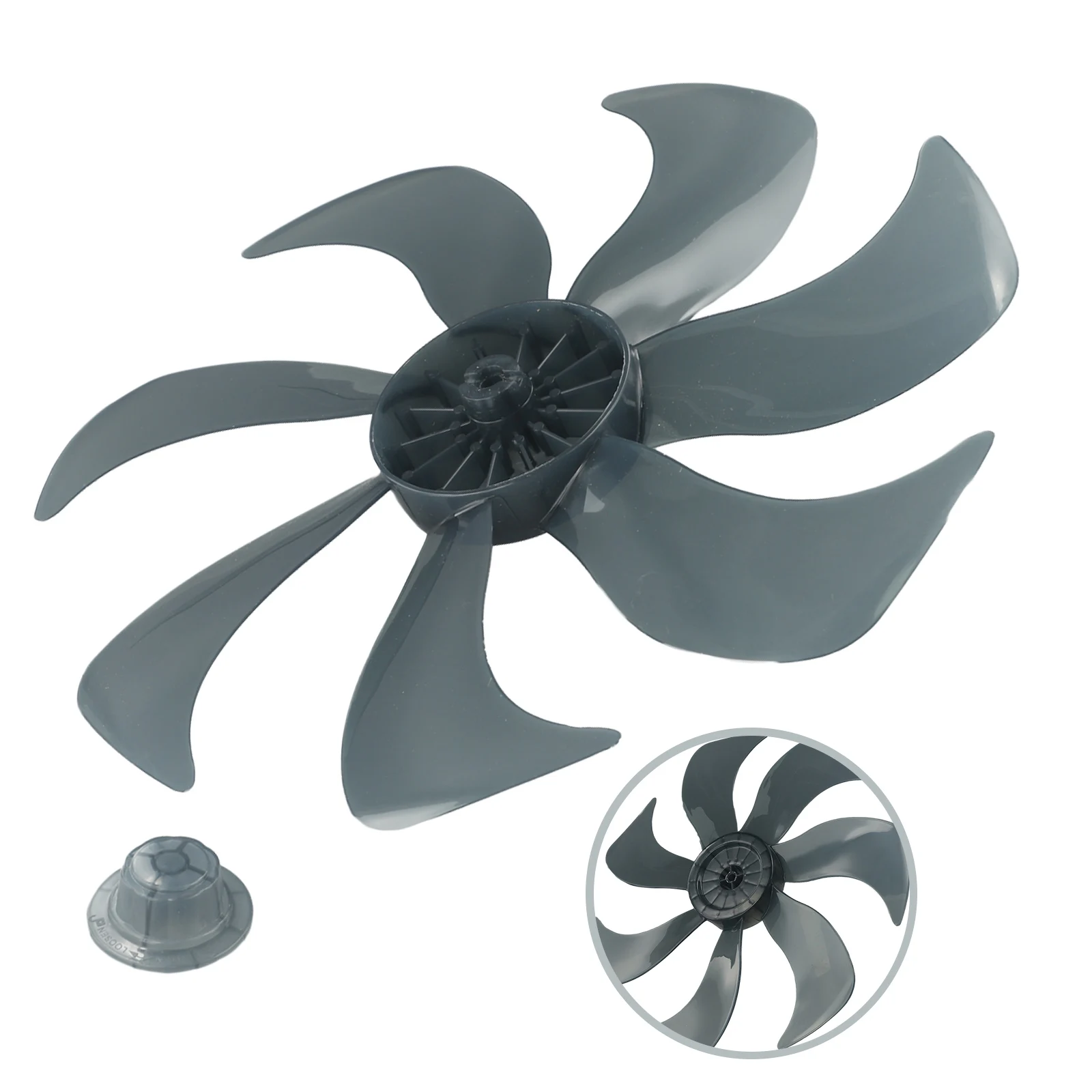 14 Zoll Bodenventilator Tischventilatorflügel mit Mutternabdeckung Haushalt Silent Fan Blade Kunststoff Propeller Ventilatorflügel 7/9/15 Blätter Image
