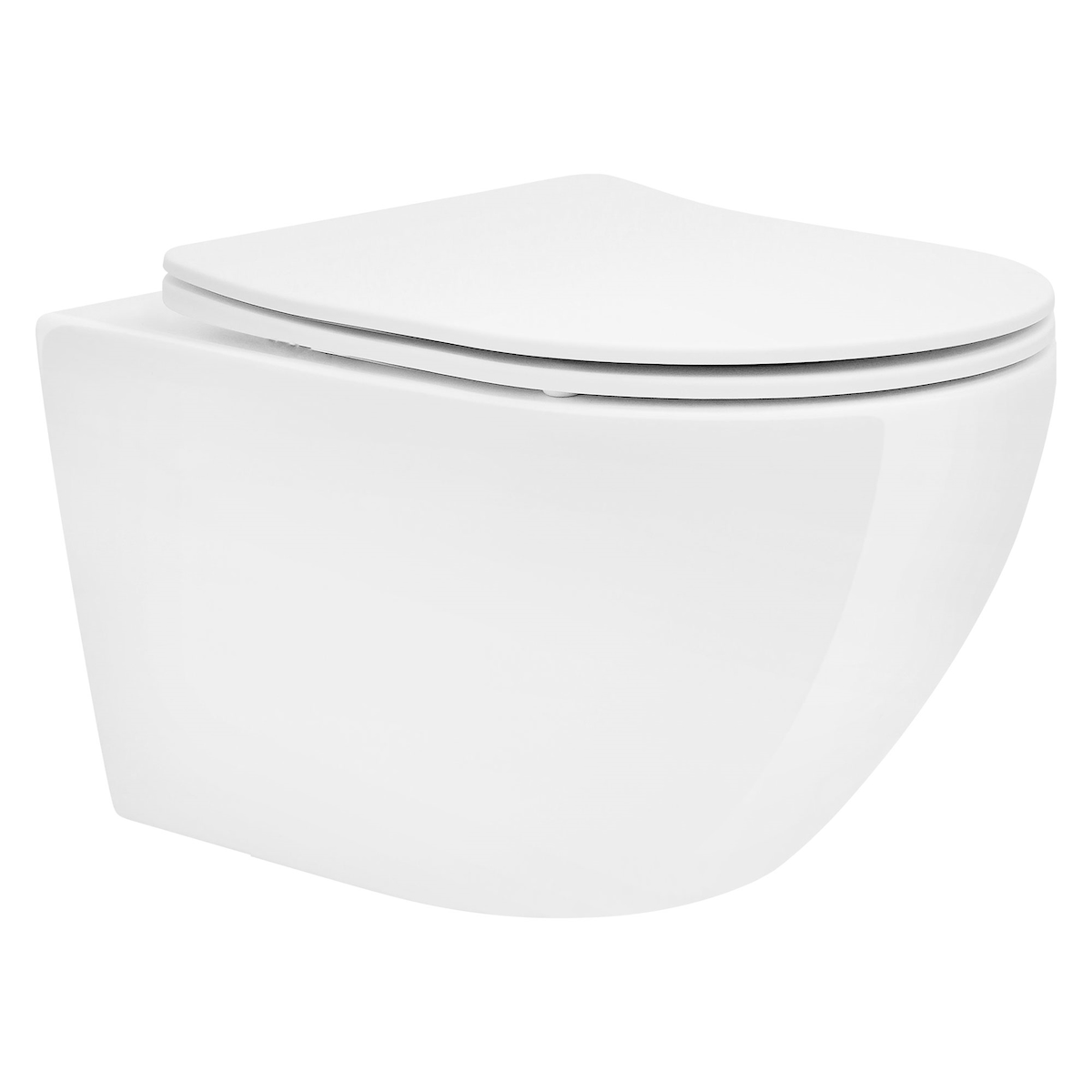 LuxeBath ECD Germany Hänge-WC lang 52 cm Weiß glänzend – spülrandlos, Nano, WC-Sitz Duroplast Softclose abnehmbar, Keramik Tiefspüler Image