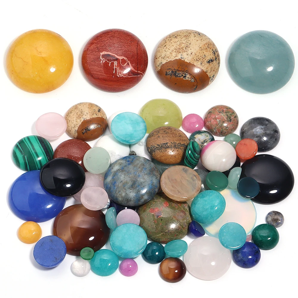 5-10 pz/lotto Pietra Naturale Cabochon Perline 4/6/8/10/12/14/16/18/20/25mm Rotondo Semi-prezioso Cabochon Cammeo Per Creazione di Gioielli FAI DA TE