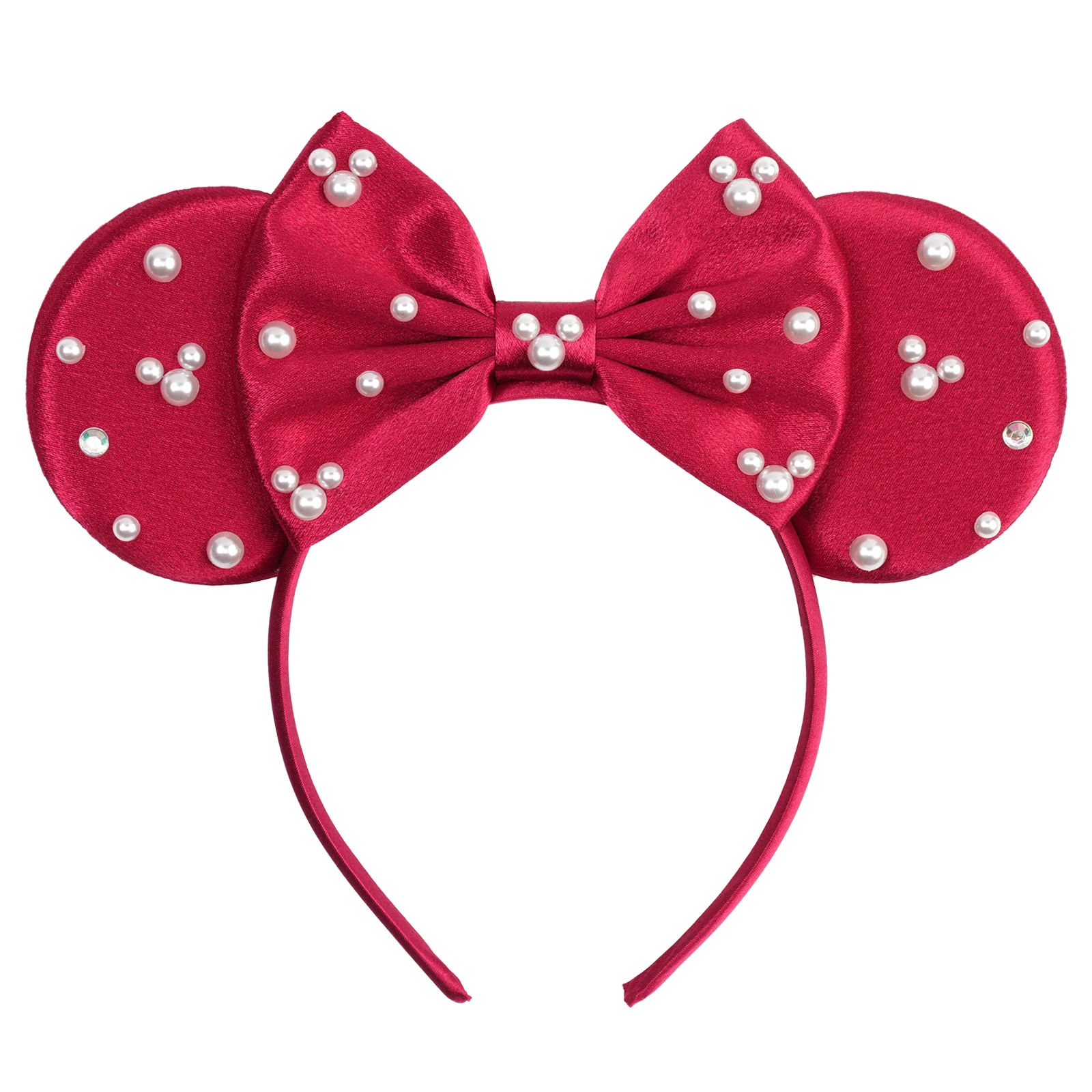 1pc Disney Minnie Stirnband Elegante Schleife Mickey Stil Imitation Perle Geeignet Für Party Ferien Tragen frauen Haar Zubehör