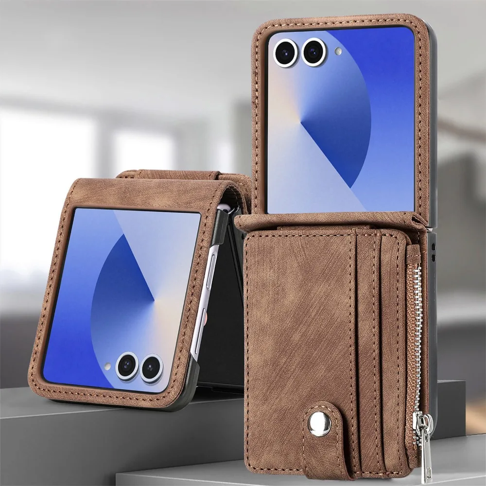 2-in-1 abnehmbare Kartenhalter Brieftasche Handyhülle für Samsung Galaxy Z Flip 7 6 5 4 3 Flip7 Flip6 Flip5 Flip4 Flip3 5G Abdeckung Image
