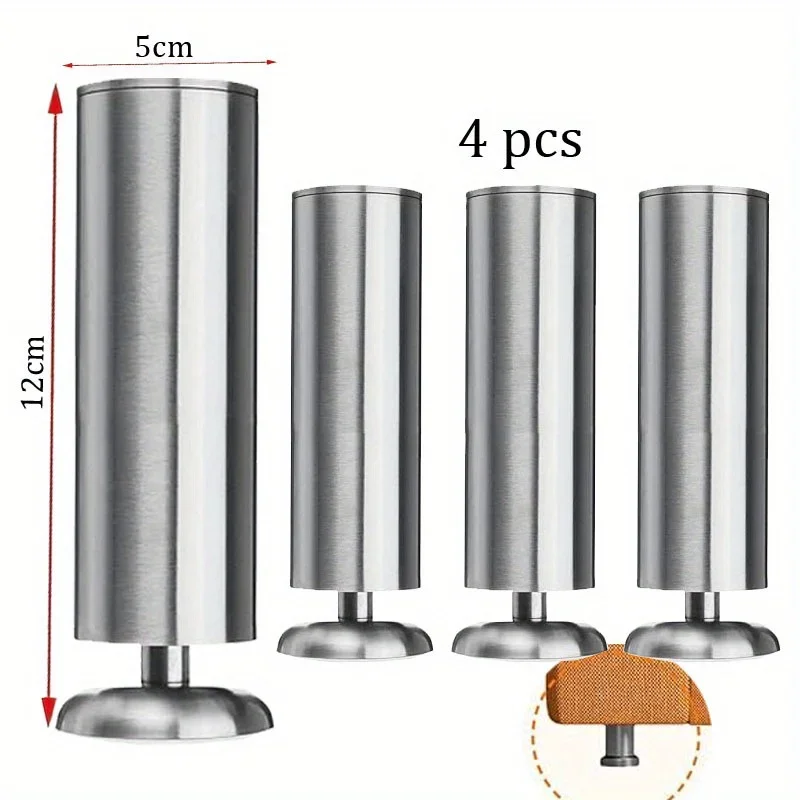 4 pièces pieds de meubles réglables en métal pieds d'armoire Support de remplacement pour lit chaise canapé Table pieds de meubles en acier inoxydable
