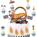 Set di toppers per torta per auto da corsa di fuoco - Tema per ragazzi Decorazioni per feste di buon compleanno Decorazioni per baby shower Forniture per feste a tema da corsa