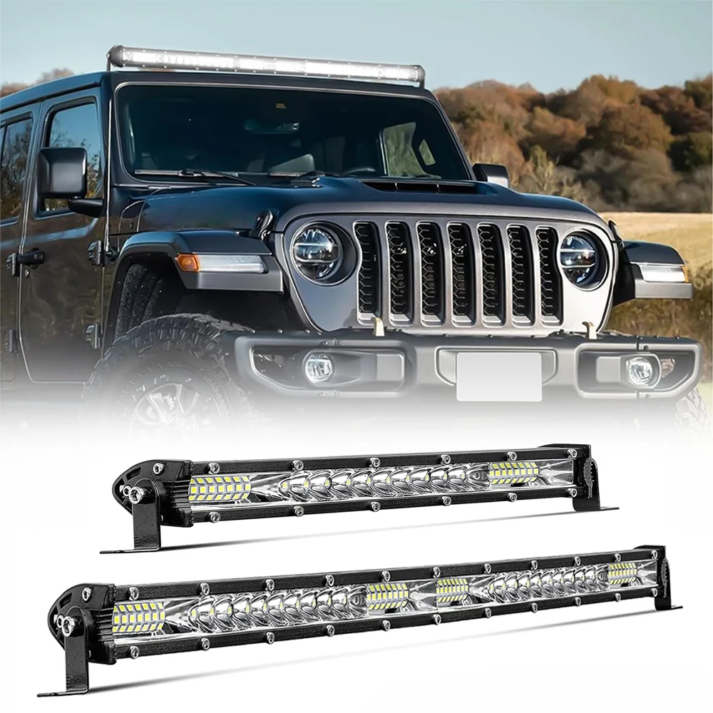 Barra LED Slim Spot Flood Off Road 12V 24V Barra luminosa a LED Luce da lavoro per auto 4x4 Camion ATV SUV Barca Lada Barra Barra luminosa a LED