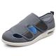 VEACAM Ladies Diabetic Shoes, Wide Width Elderly Orthopedic Slippers Adjustable Breathable Swollen Feet Walking Edema Sneakers,Gray,5 UK