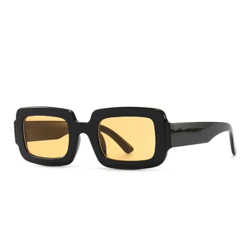 FORLUZ Narrow Sunglasses Trendy Street Photography Modern Retro Sunglasses for Women(Yellow)