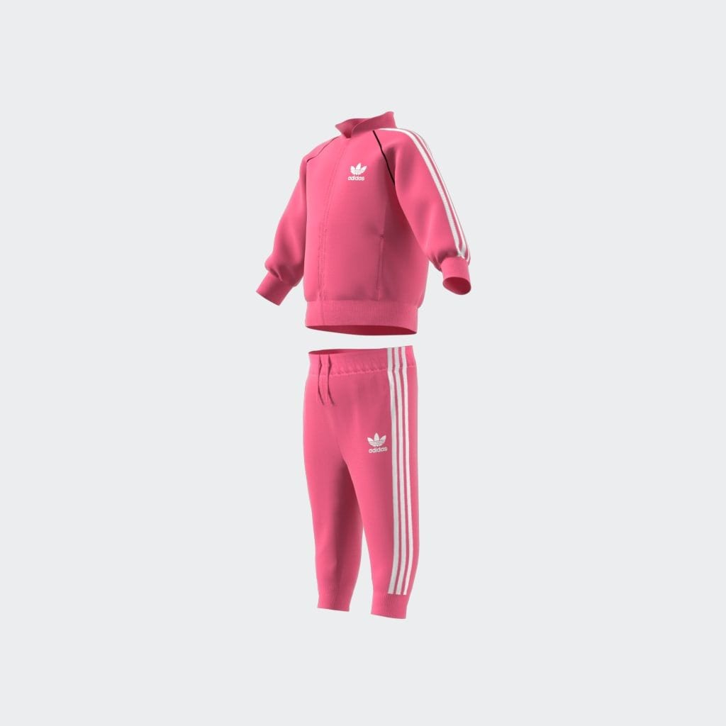Trainingsanzug ADIDAS ORIGINALS "SST TRACKSUIT", Kinder, Gr. 92, weiß (pink fusion, pink fusion, weiß), Obermaterial: 100% Polyester, Sportanzüge Image
