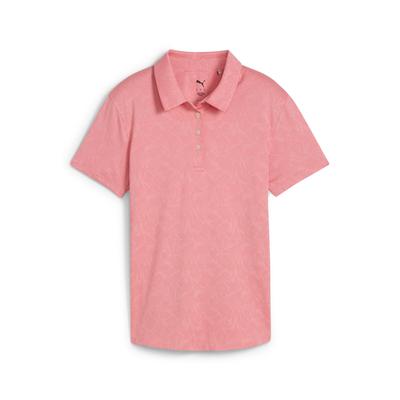 Poloshirt PUMA "MATTR Lianas Kurzärmeliges Jacquard-Polo Damen", Damen, Gr. XS, peach frost rot, Obermaterial: 13% Elasthan, 87% Polyester, mehrfarbig, regular fit, Kurzarm, Shirts Image