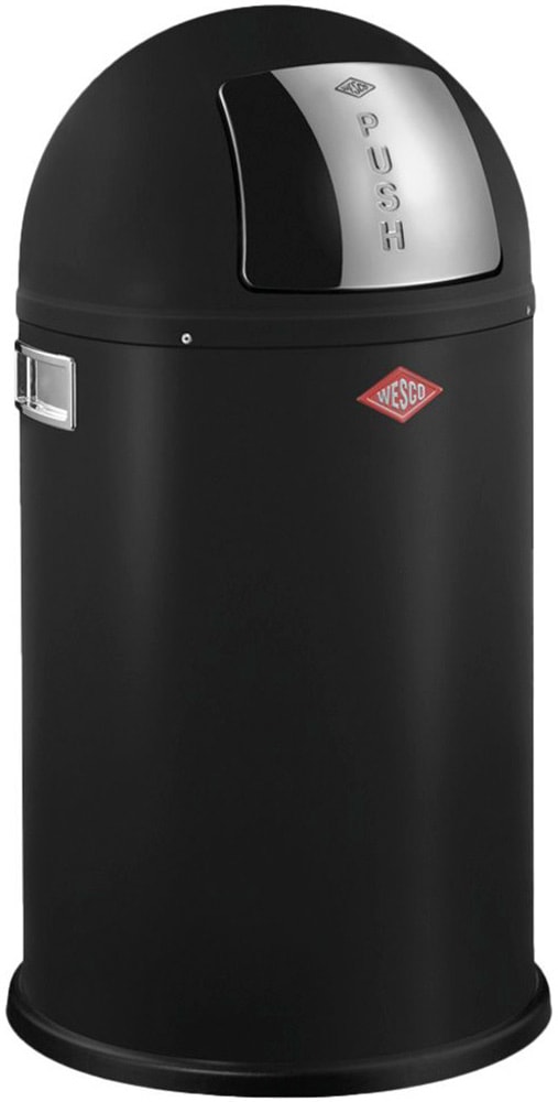Mülleimer WESCO "Pushboy Junior", schwarz (mattschwarz), B:35cm H:63cm T:35cm, Stahlblech, Mülleimer, Mülleimer, Abfallsammler 22 Liter