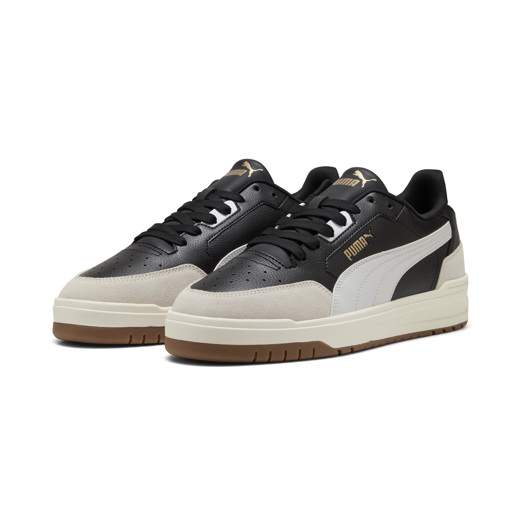Sneaker PUMA "Shuffle Downtown Sneakers Erwachsene", Damen, Gr. 46, weiß (schwarz, weiß vapor gray), Obermaterial: Textil, Synthetik, Kuhleder; Futter: Textil; Innensohle: Textil; Laufsohle: Gummi, Schuhe Sneaker