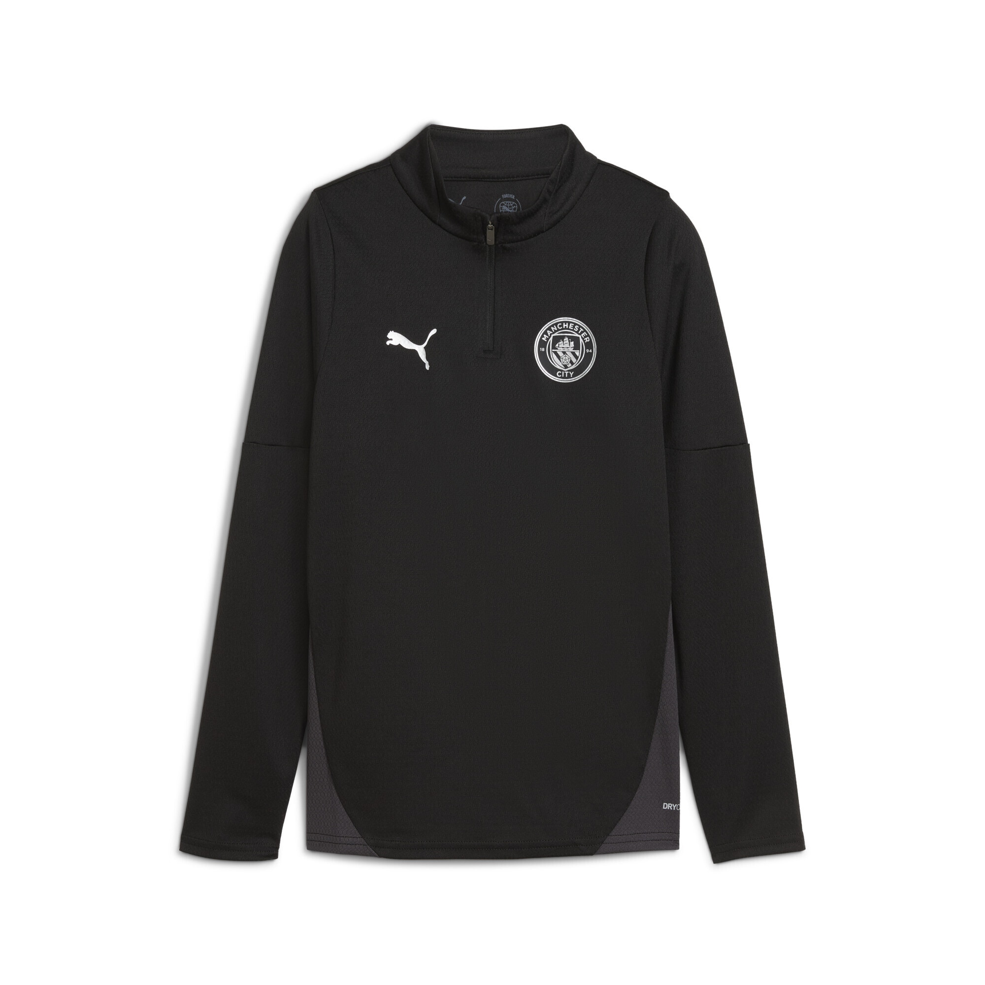 Trainingspullover PUMA "Manchester City Trainingstop Jugendliche", Kinder, Gr. 128, schwarz (schwarz silber metallic), Obermaterial: 100% Polyester, regular fit, Pullover Image