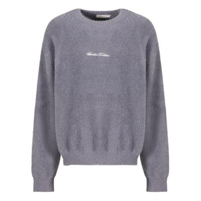 Rundhalspullover ANOTHER COTTON LAB "Another Cotton Lab Chest Logo Sweater", Herren, Gr. XL, grau, 50% Viskose, 28% Polyester, 22% Polyamid, casual, loose fit, Rundhals, Langarm, Pullover Image