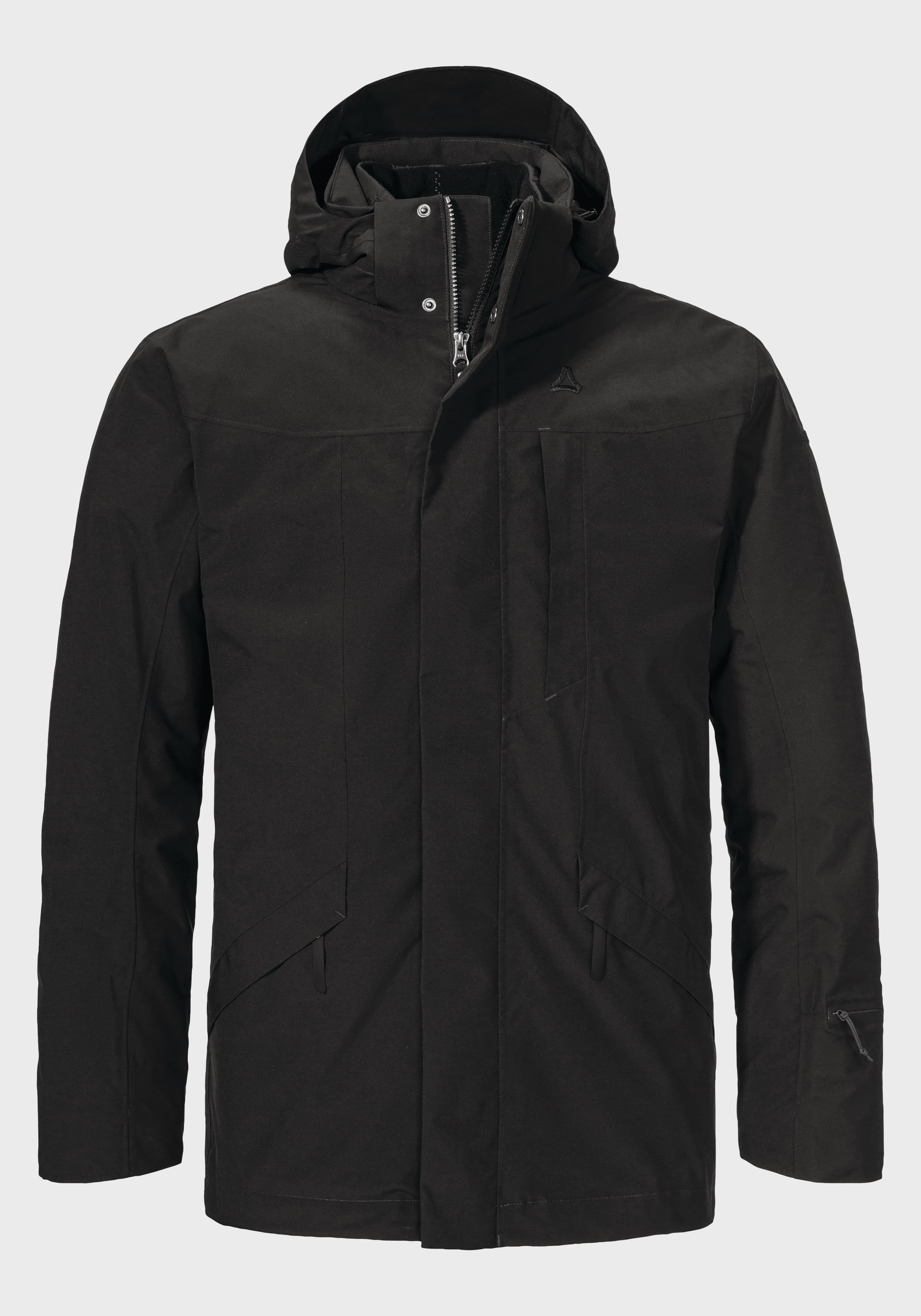 Doppeljacke SCHÖFFEL "Urban 3in1 Parka Style Borkol MNS", Herren, Gr. 52, schwarz (9990, schwarz), Aussenjacke Oberstoff: Aussenseite: 100% Polyester; (Membran: Polyurethan); Futter: 100% Polyester; Futter: 100% Polyester Innenjacke Oberstoff: 100%...