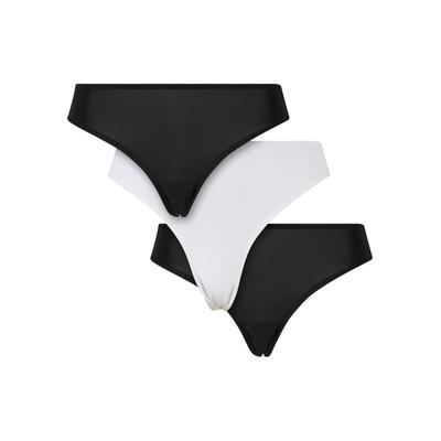 Panty URBAN CLASSICS "Urban Classics Ladies Lace Brazilian 3-Pack", Damen, Gr. XS, schwarz, weiß, schwarz, 90% Elasthan, 10% Polyamid, unifarben, Unterhosen Image