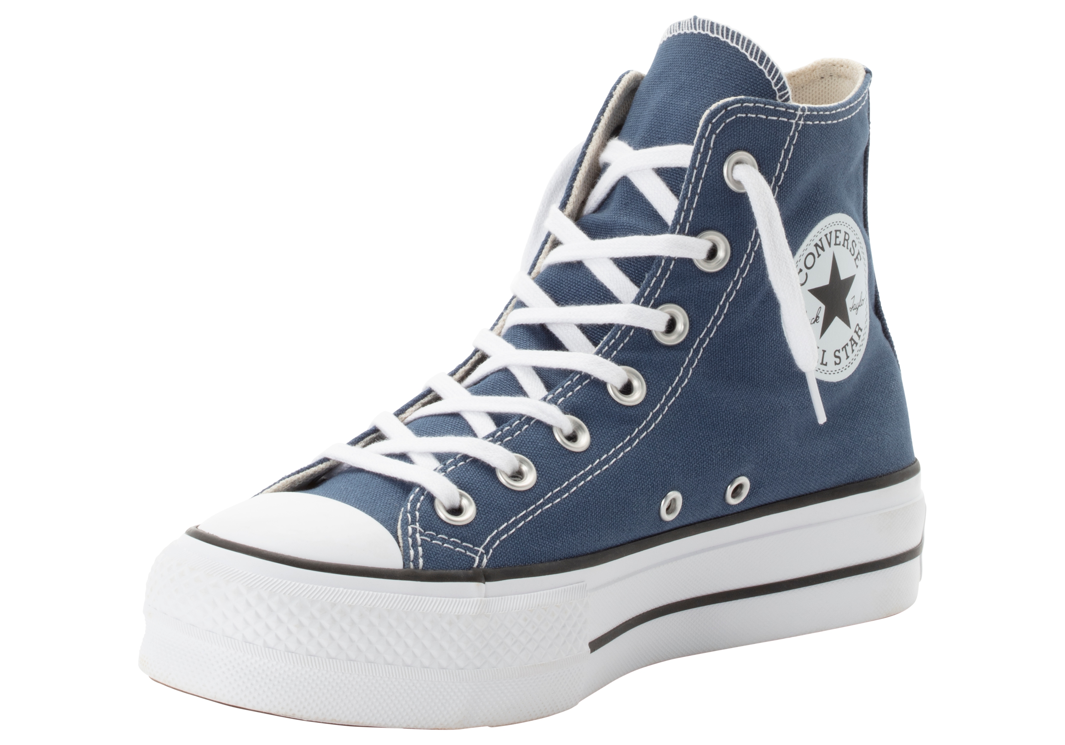 Sneaker CONVERSE "CHUCK TAYLOR ALL STAR LIFT PLATFORM", Damen, Gr. 39, slacker blau, weiß, schwarz, Textil, Schuhe Sneaker